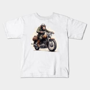 Monkey Biker Retro Motorcycle Kids T-Shirt